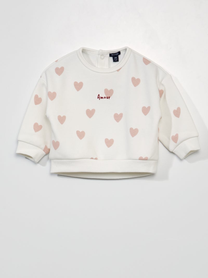 Sweatshirt em moletão - Sempre + suave BRANCO - Kiabi