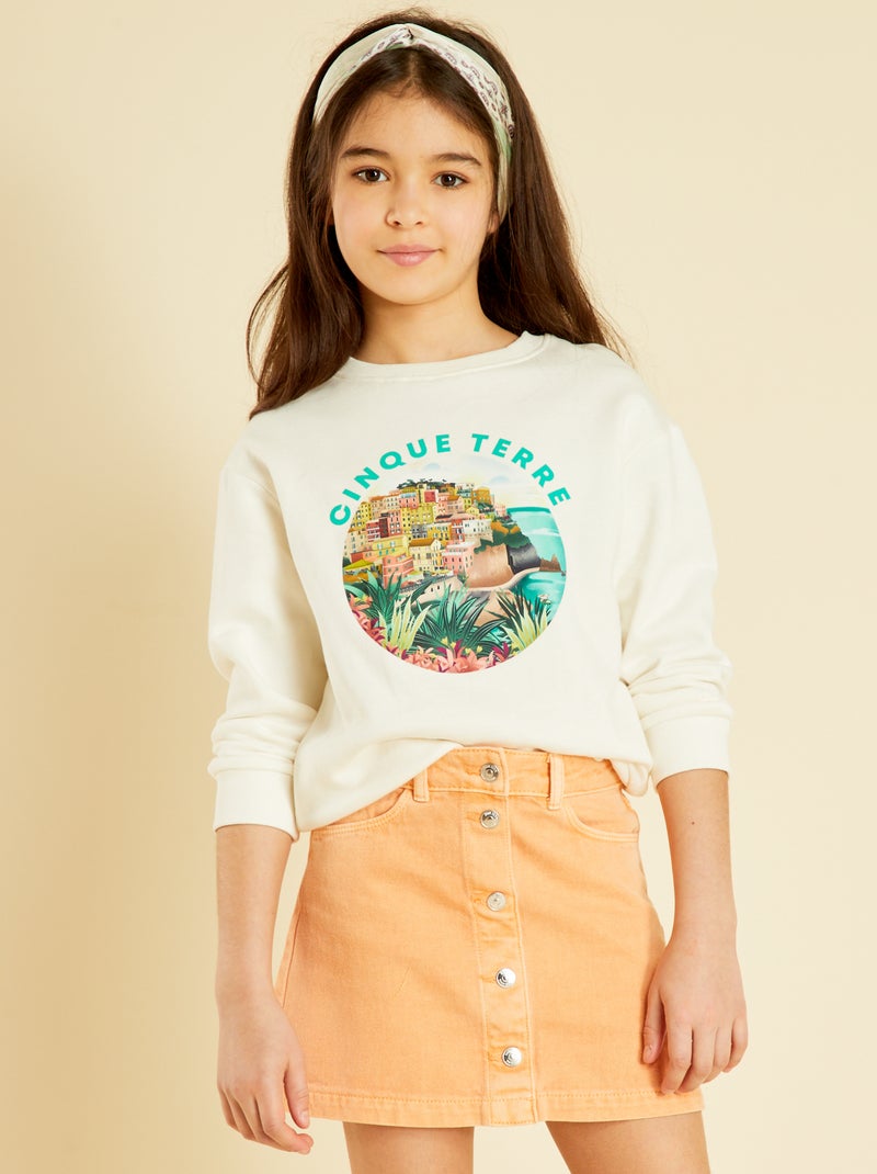 Sweatshirt em moletão - Unissexo BRANCO - Kiabi