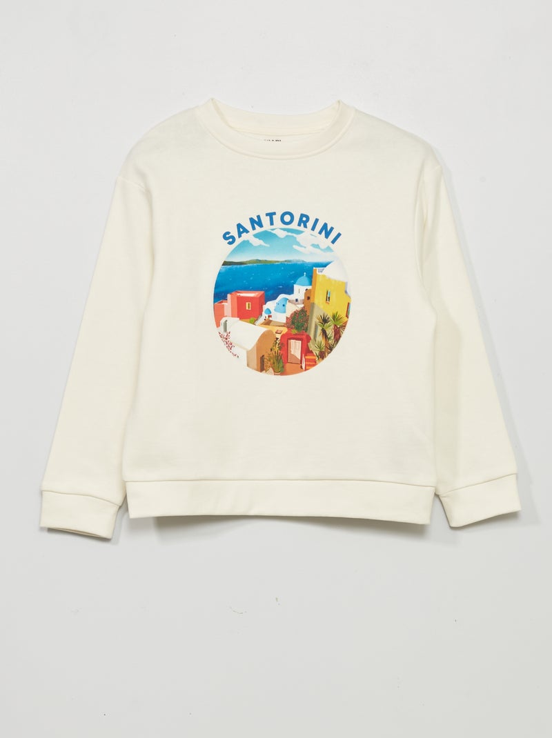 Sweatshirt em moletão - Unissexo BRANCO - Kiabi