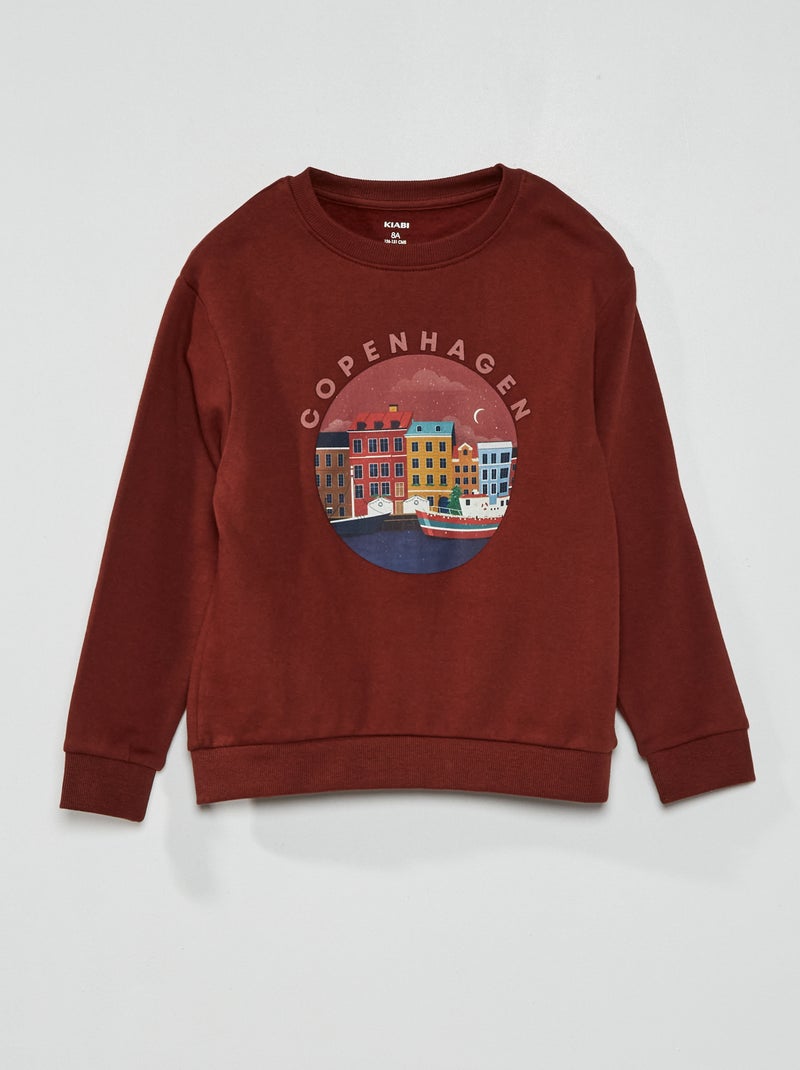 Sweatshirt em moletão - Unissexo CASTANHO - Kiabi