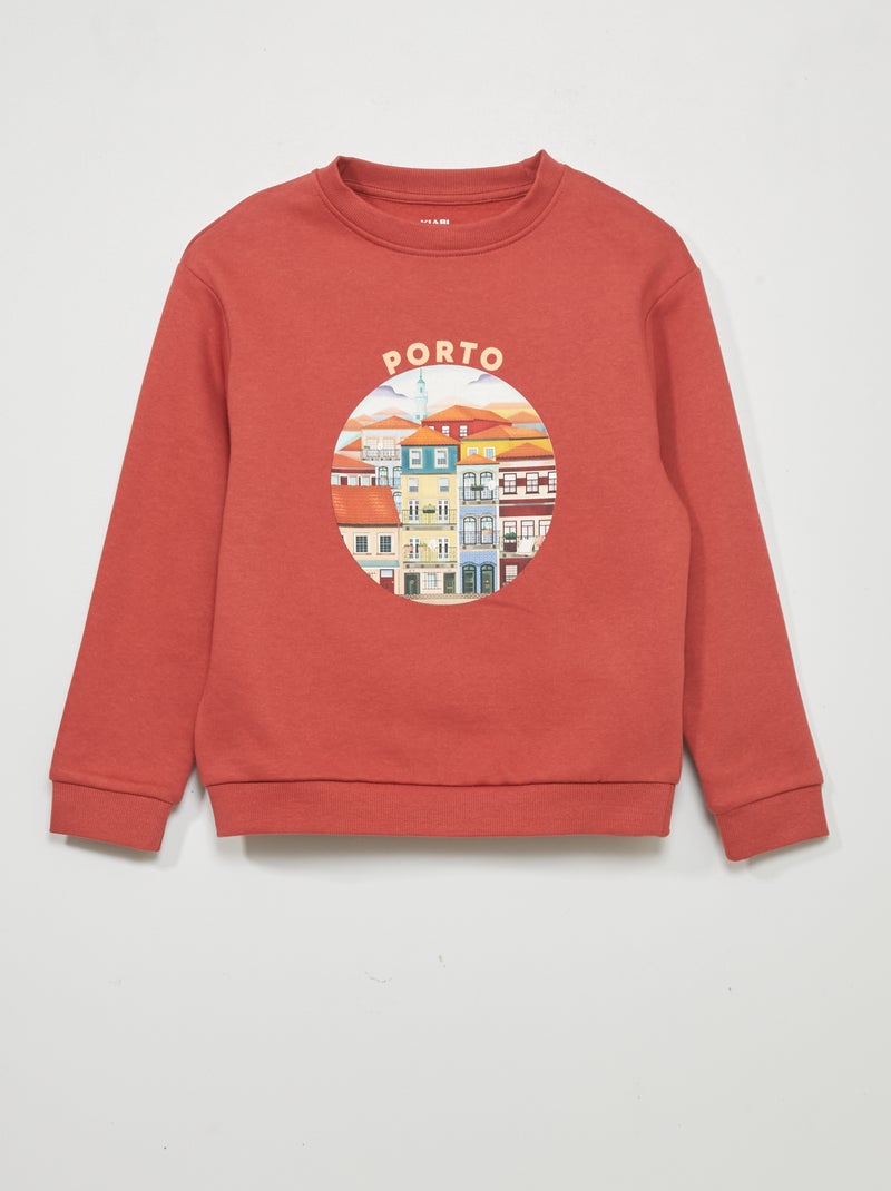 Sweatshirt em moletão - Unissexo VERMELHO - Kiabi