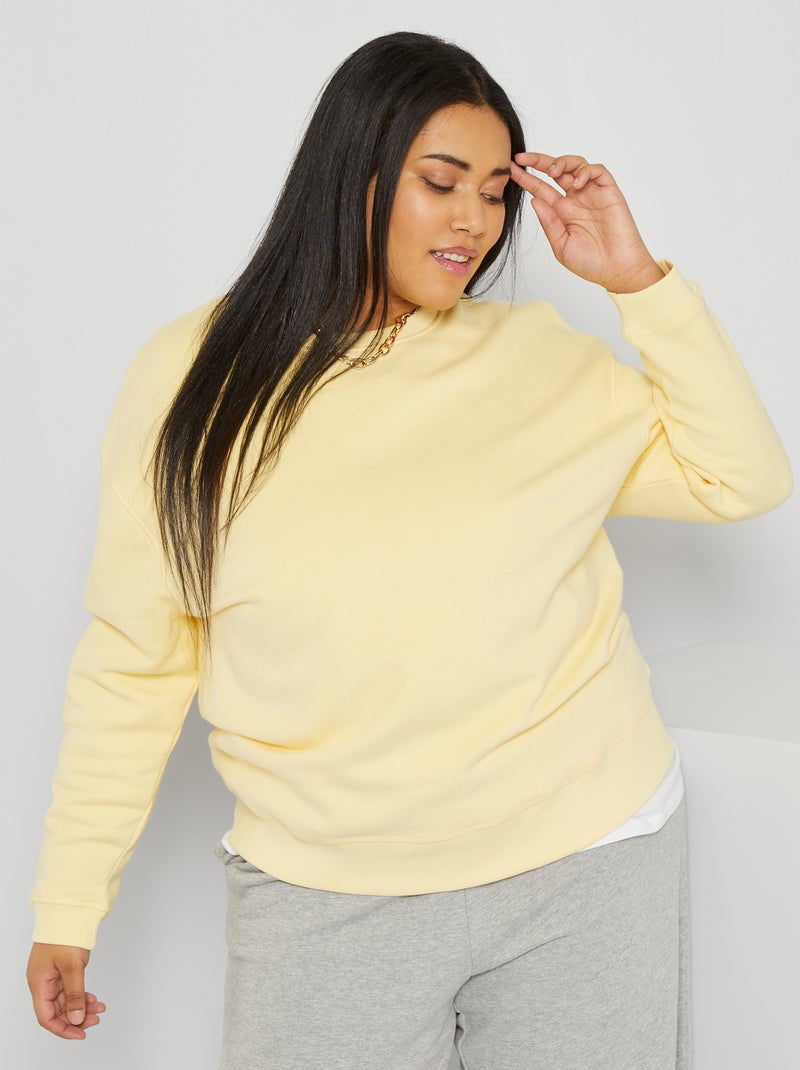 Sweatshirt em moletão AMARELO - Kiabi