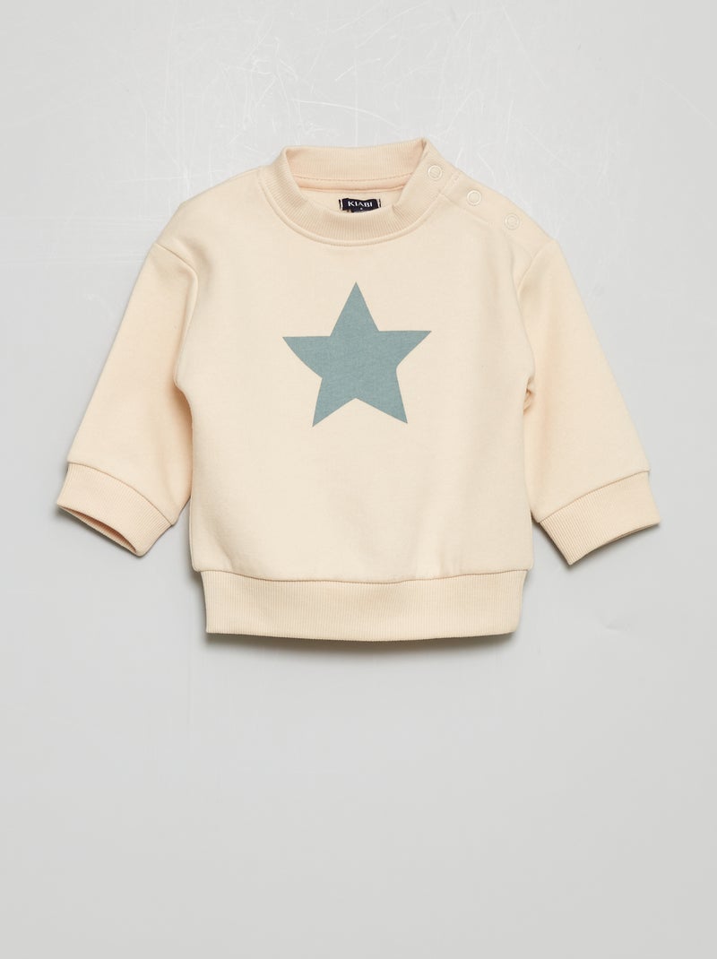 Sweatshirt em moletão aos quadrados - branca BRANCO - Kiabi