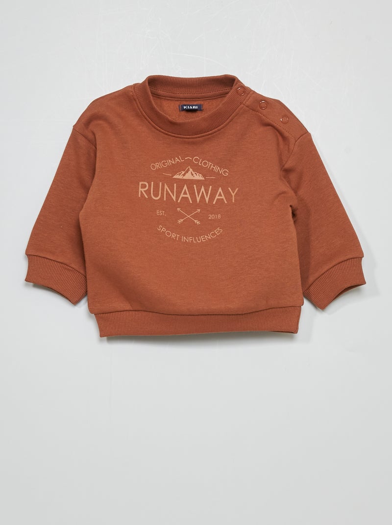 Sweatshirt em moletão aos quadrados - castanha CASTANHO - Kiabi