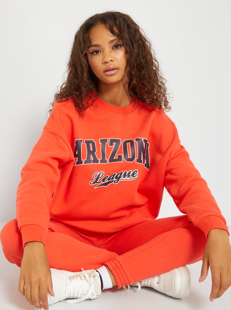 Sweatshirt em moletão 'Arizona' LARANJA - Kiabi