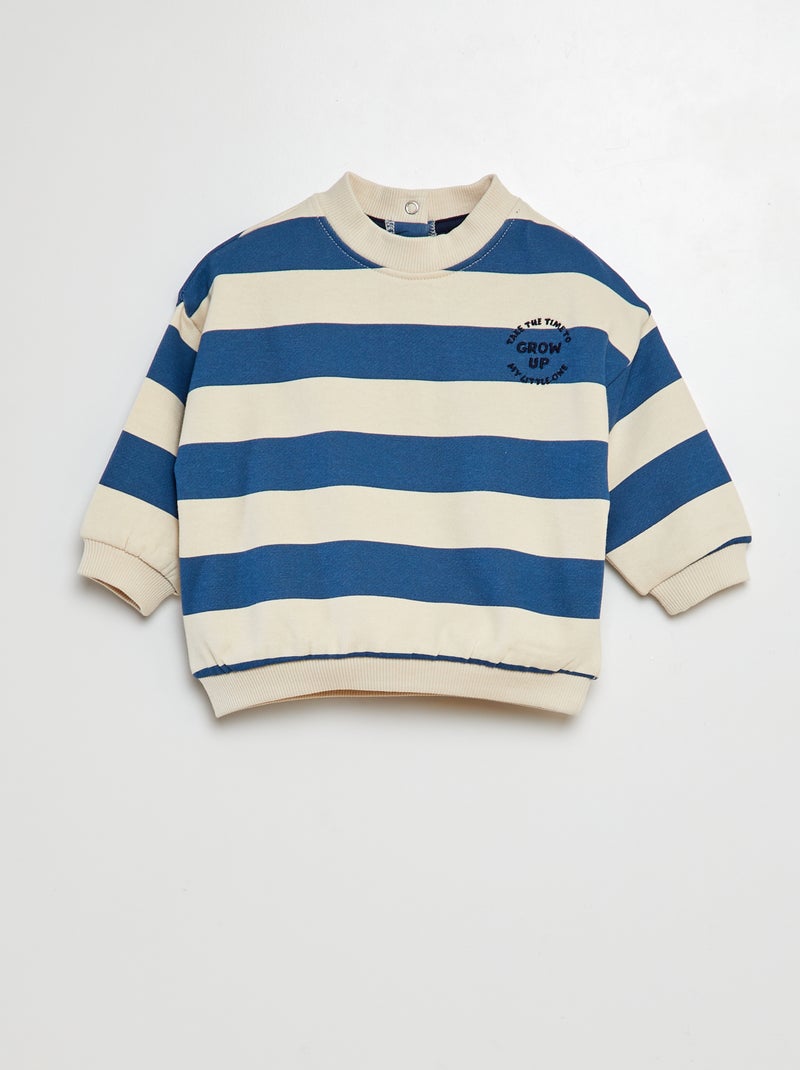 Sweatshirt em moletão às riscas AZUL - Kiabi
