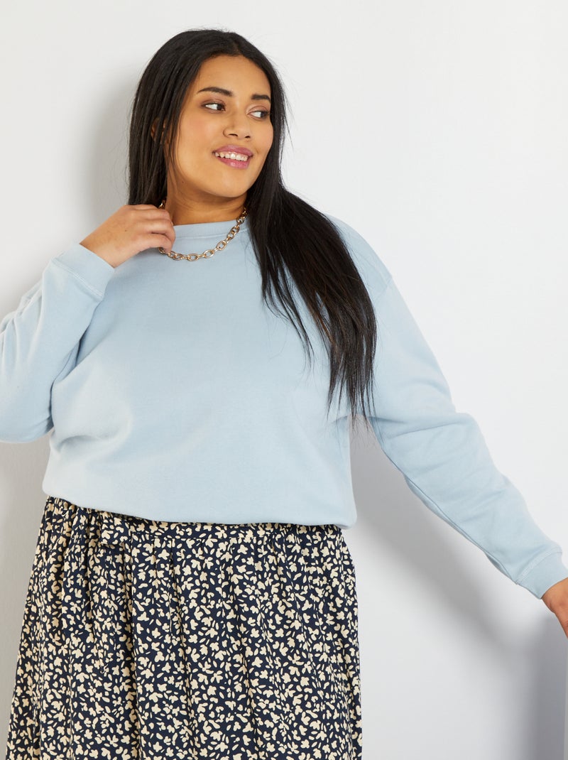 Sweatshirt em moletão Azul Acinzentado - Kiabi