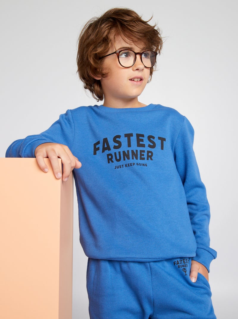 Sweatshirt em moletão Azul - Kiabi