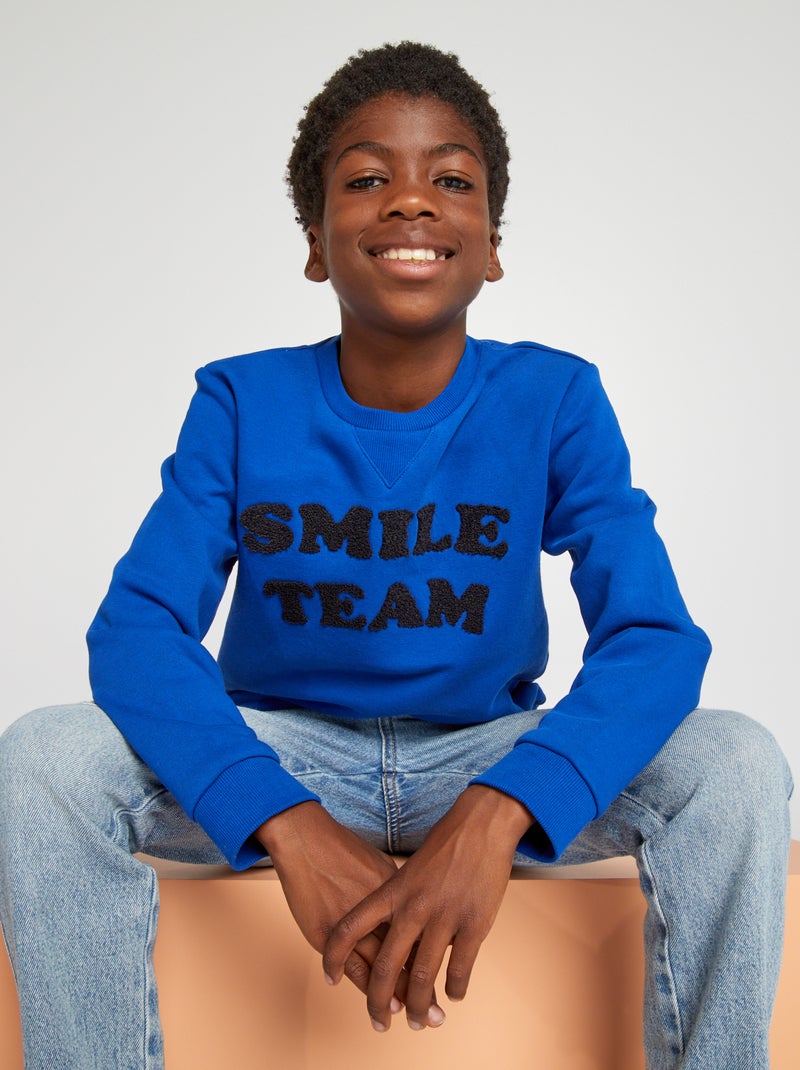 Sweatshirt em moletão AZUL - Kiabi