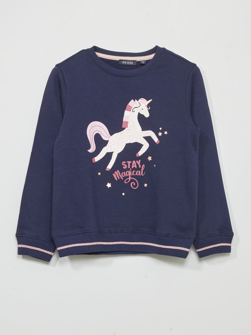 Sweatshirt em moletão AZUL - Kiabi