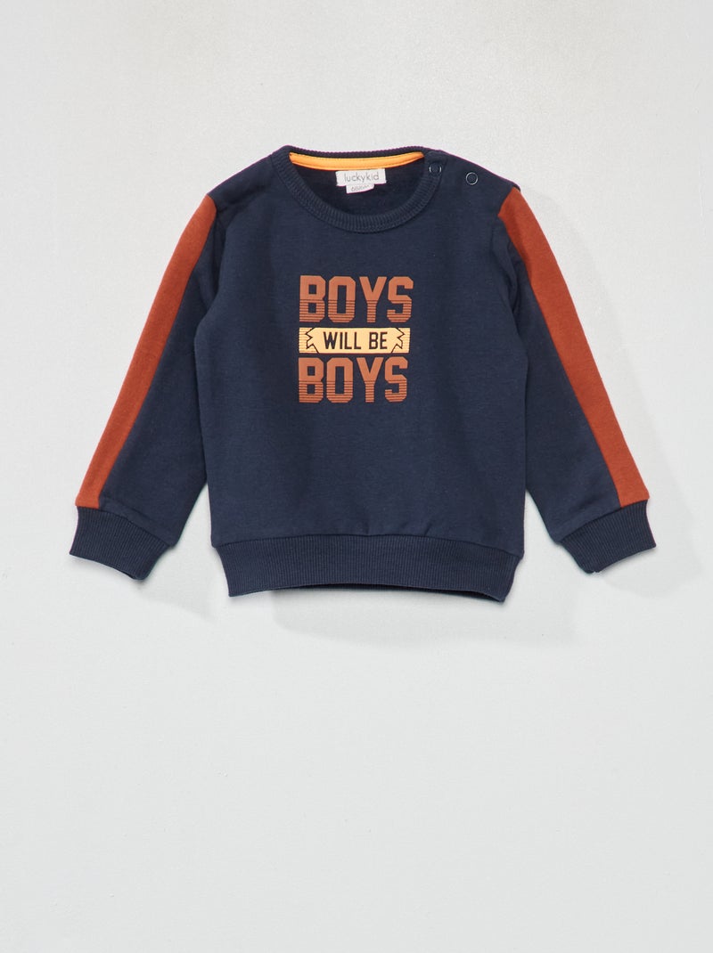 Sweatshirt em moletão AZUL - Kiabi
