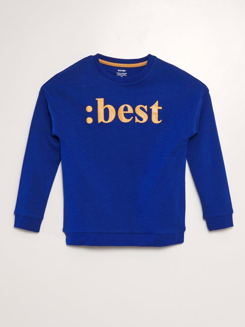 Sweatshirt em moletão AZUL - Kiabi