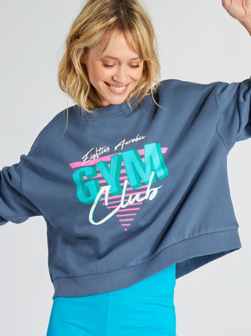 Sweatshirt em moletão AZUL - Kiabi