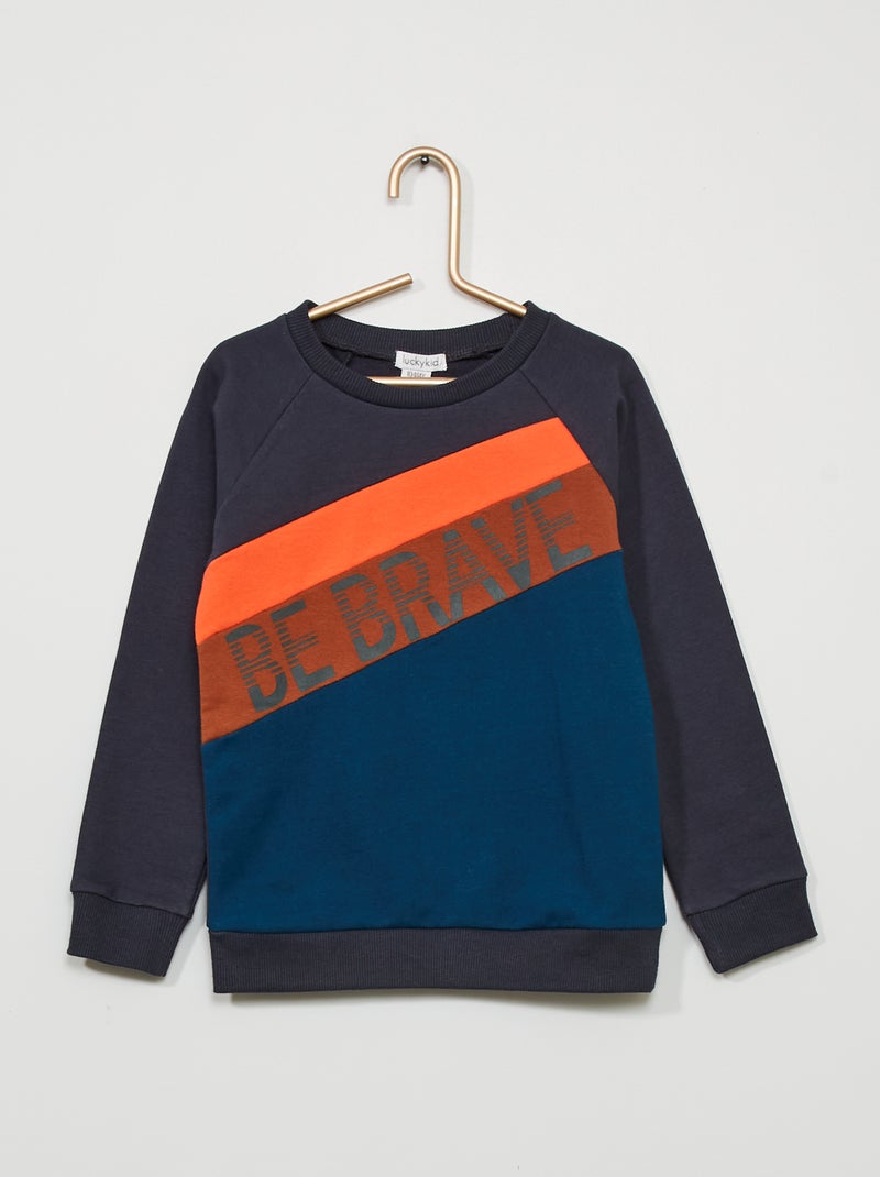 Sweatshirt em moletão Azul Marinho - Kiabi