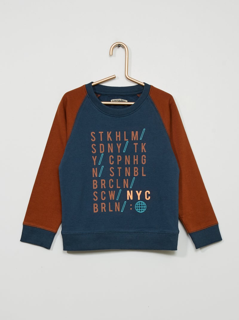 Sweatshirt em moletão AZUL - Kiabi