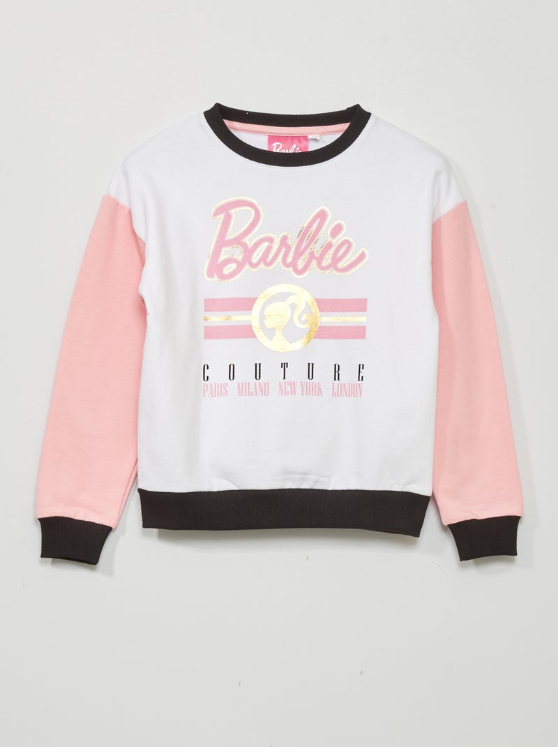 Sweatshirt em moletão 'Barbie' Branco/ Rosa - Kiabi