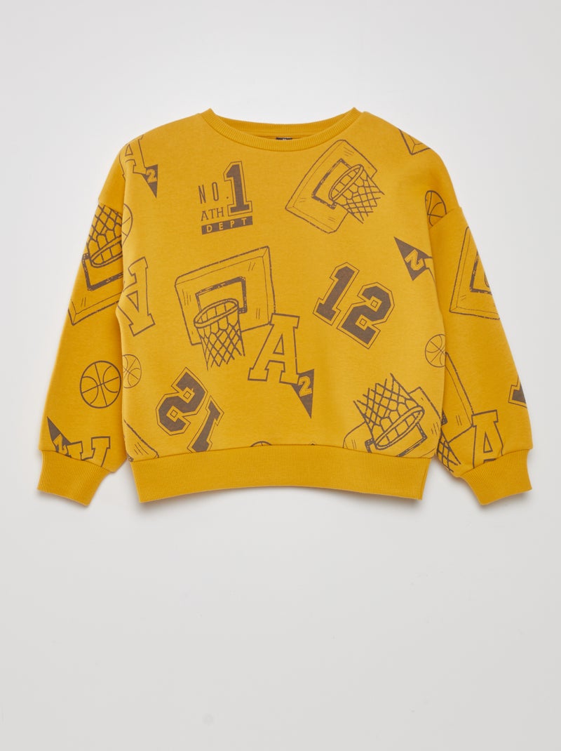 Sweatshirt em moletão 'Basketball' AMARELO - Kiabi