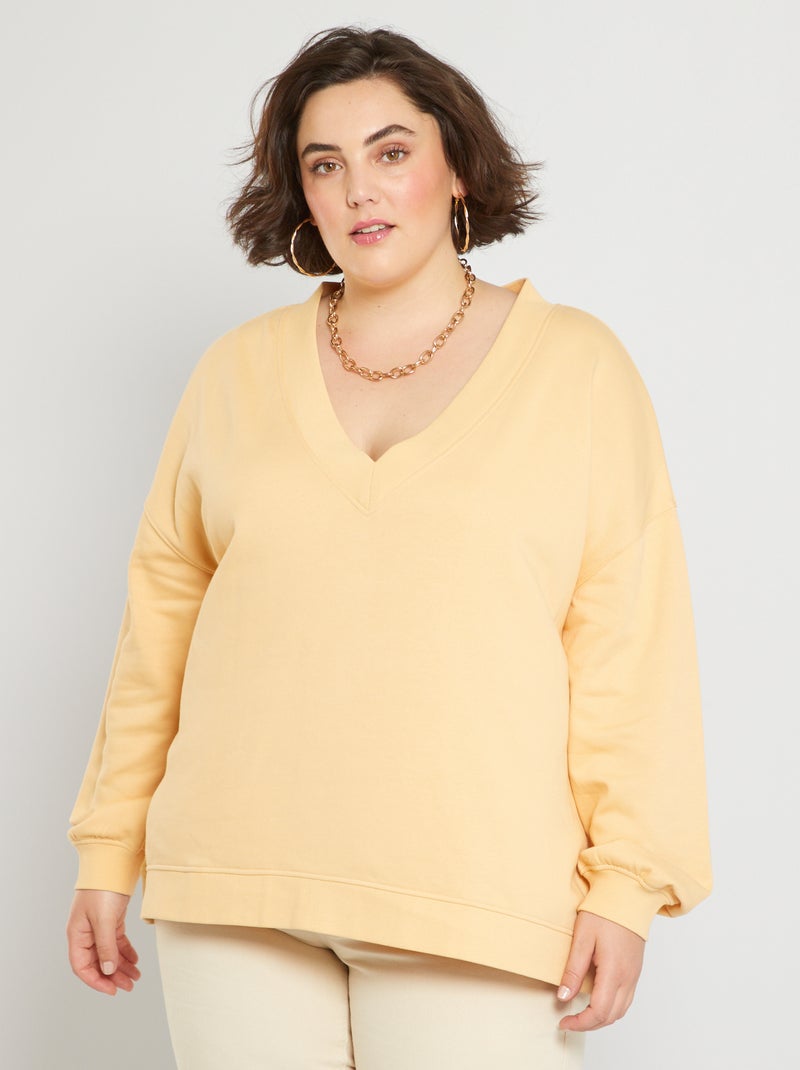 Sweatshirt em moletão BEGE - Kiabi