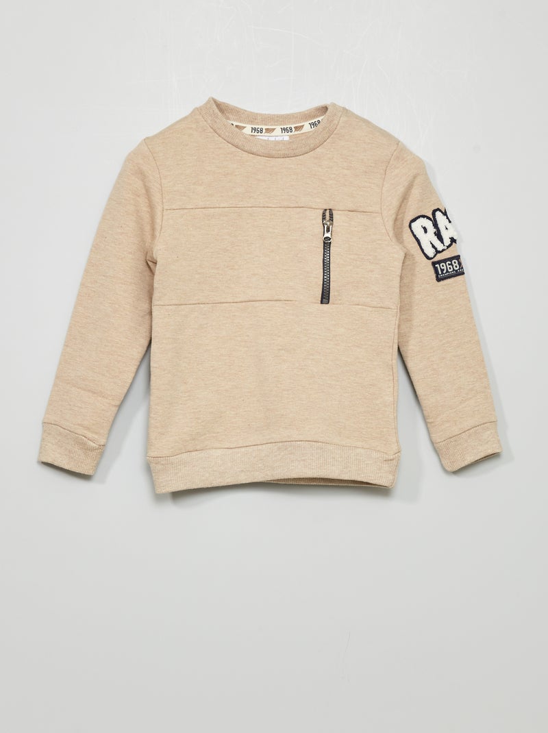 Sweatshirt em moletão bege - Kiabi