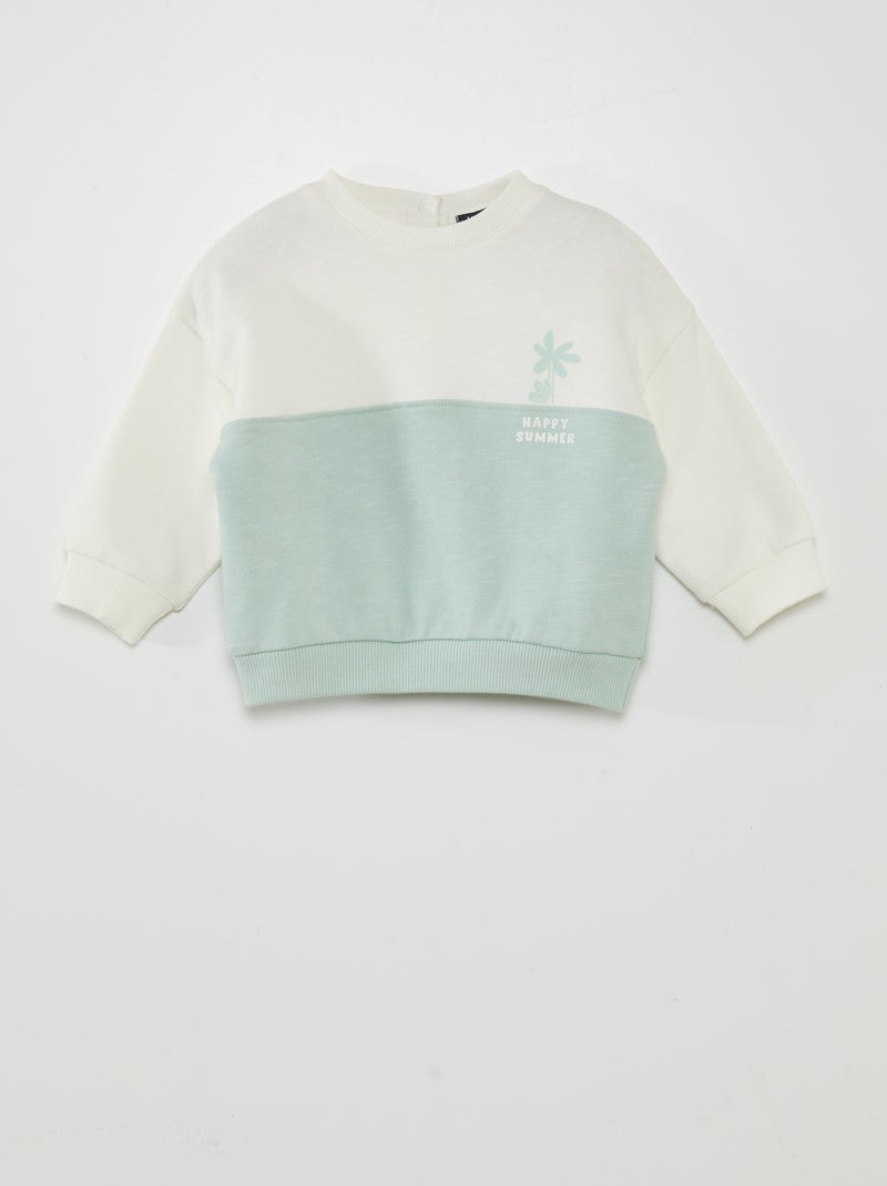 Sweatshirt em moletão bicolor AZUL - Kiabi