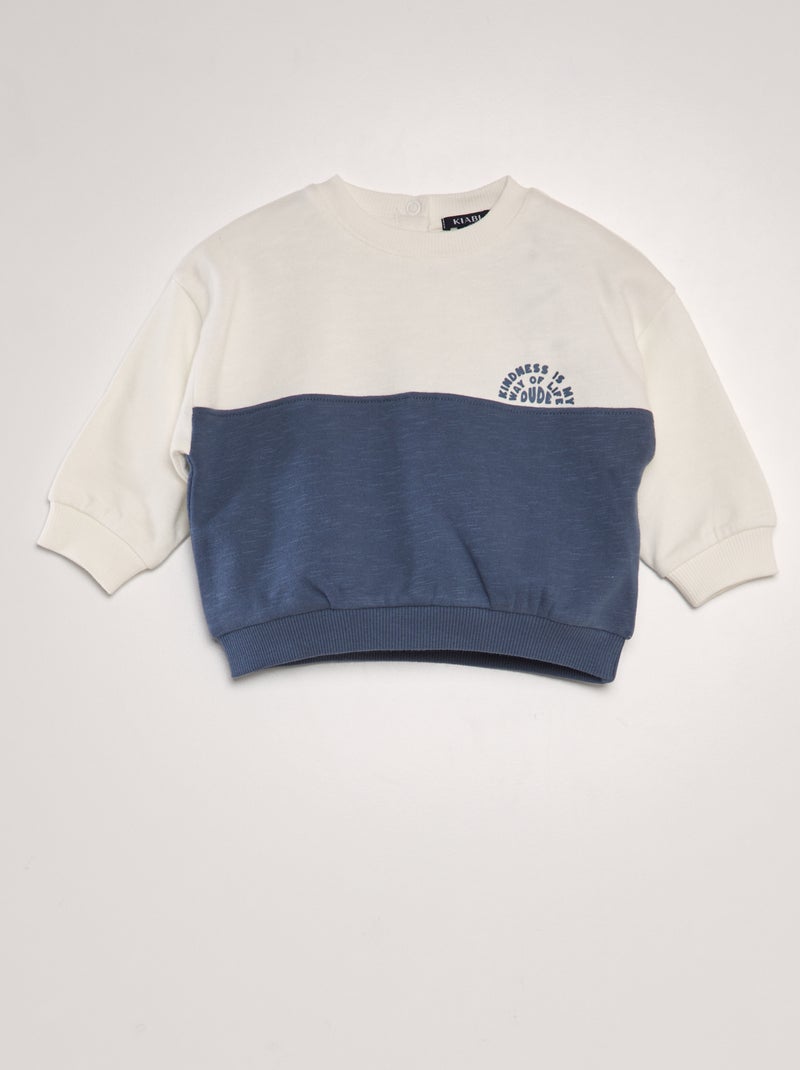 Sweatshirt em moletão bicolor AZUL - Kiabi