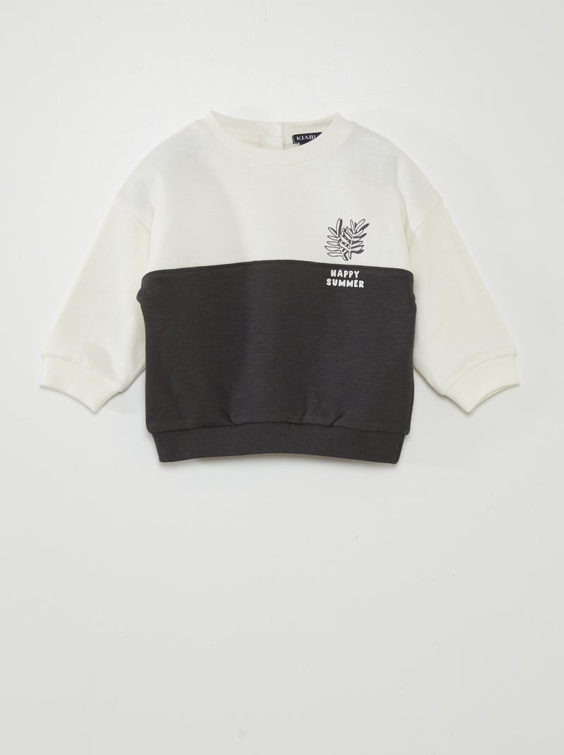 Sweatshirt em moletão bicolor PRETO - Kiabi
