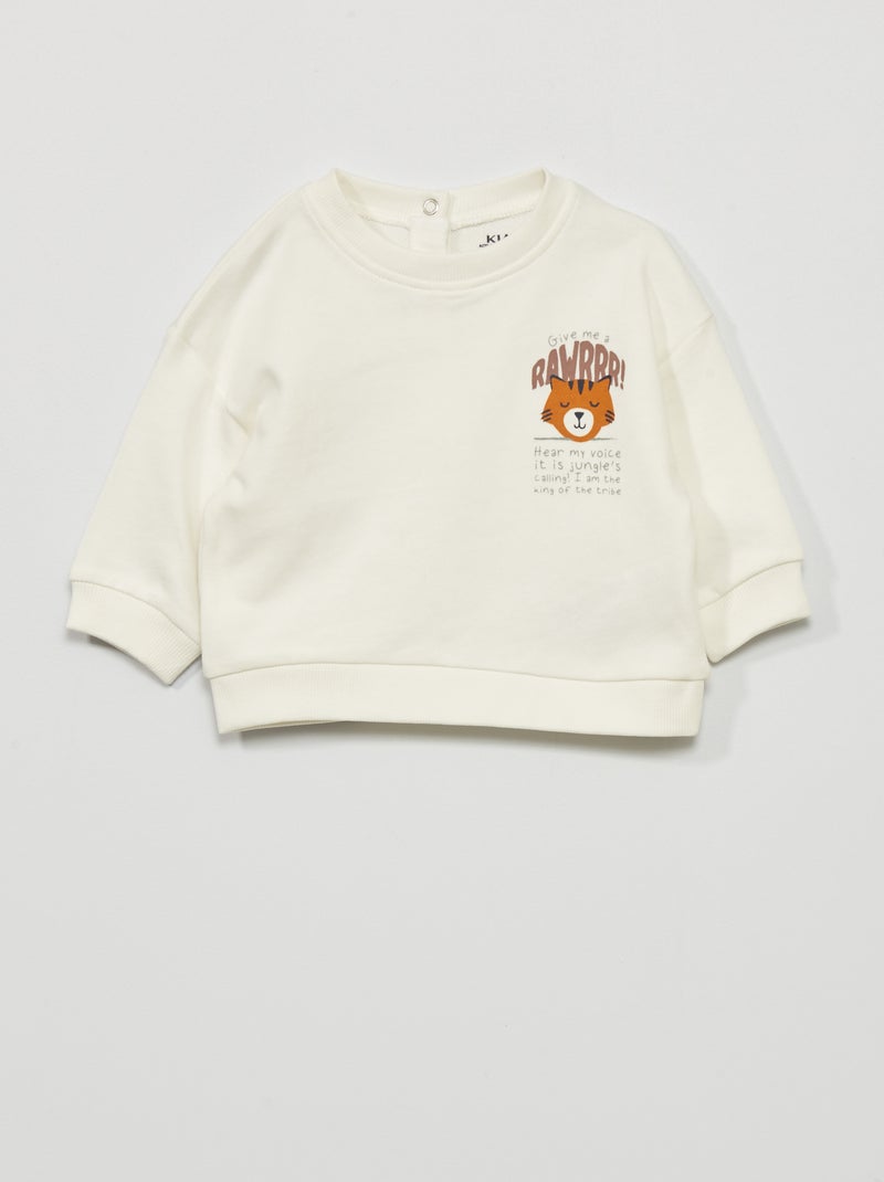 Sweatshirt em moletão BRANCO - Kiabi