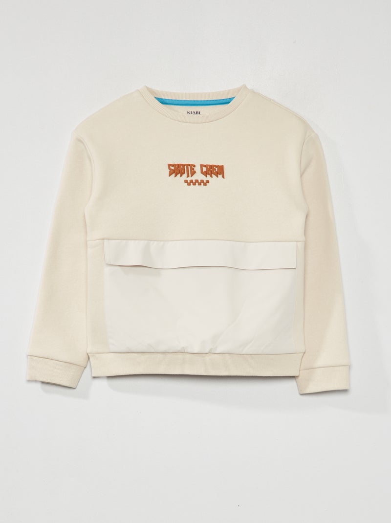 Sweatshirt em moletão BRANCO - Kiabi