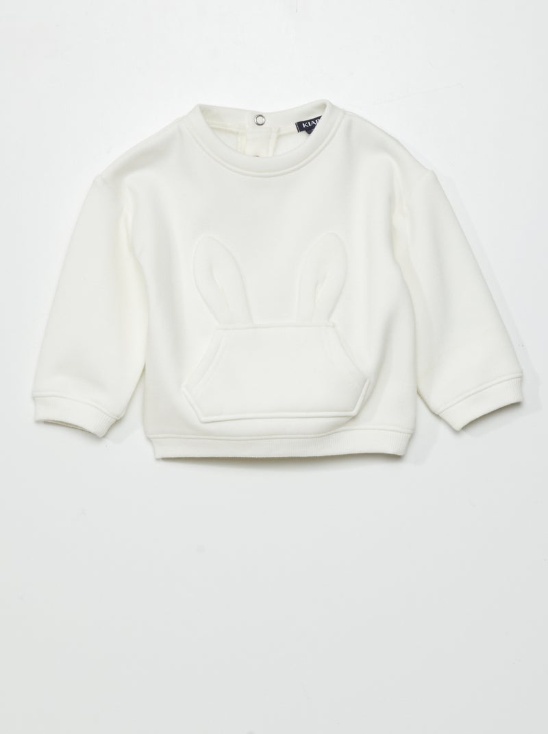 Sweatshirt em moletão Branco - Kiabi