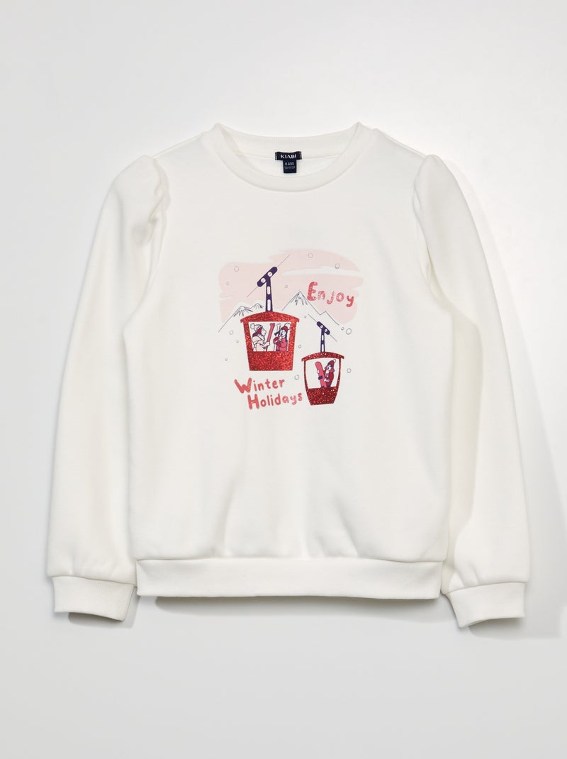 Sweatshirt em moletão BRANCO - Kiabi
