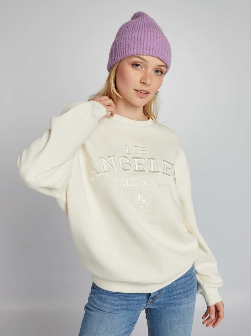 Sweatshirt em moletão BRANCO - Kiabi