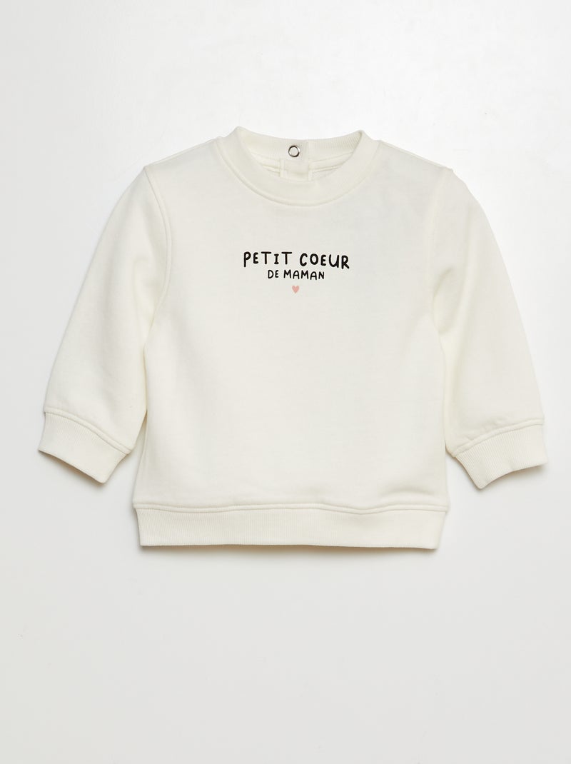 Sweatshirt em moletão BRANCO - Kiabi