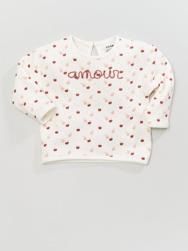 Sweatshirt em moletão BRANCO - Kiabi