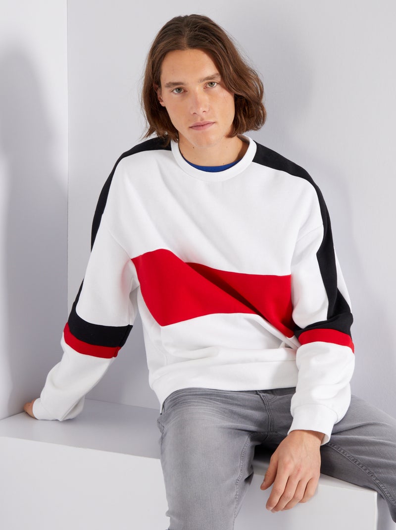 Sweatshirt em moletão BRANCO - Kiabi
