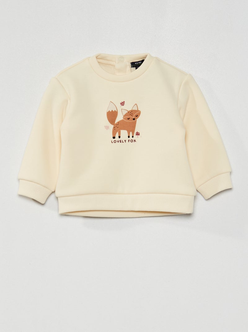 Sweatshirt em moletão BRANCO - Kiabi