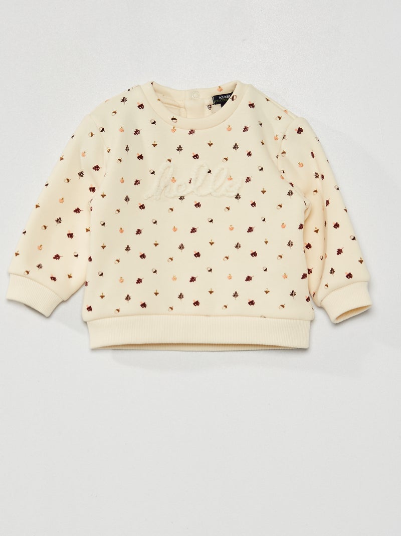 Sweatshirt em moletão BRANCO - Kiabi