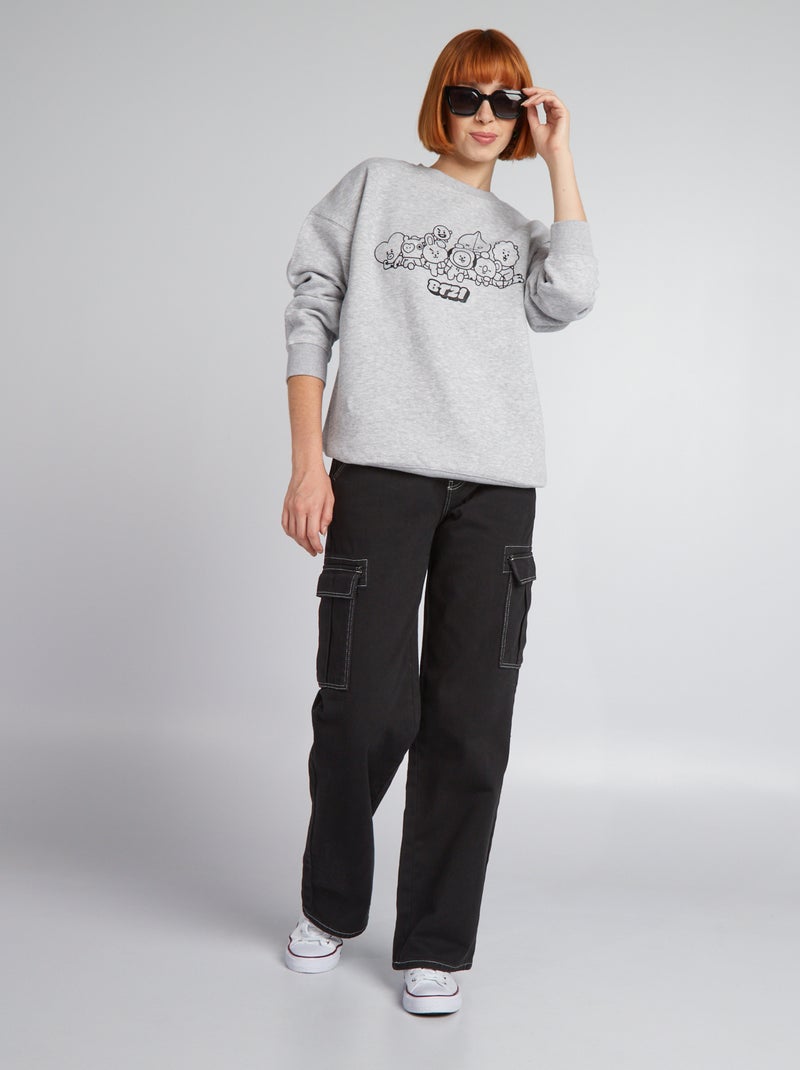 Sweatshirt em moletão 'BT21' CINZA - Kiabi