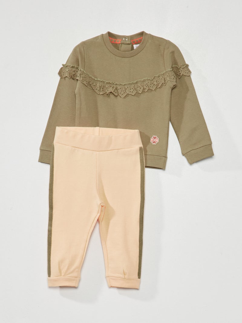Sweatshirt em moletão + calças de fato de treino - 2 peças ROSA - Kiabi