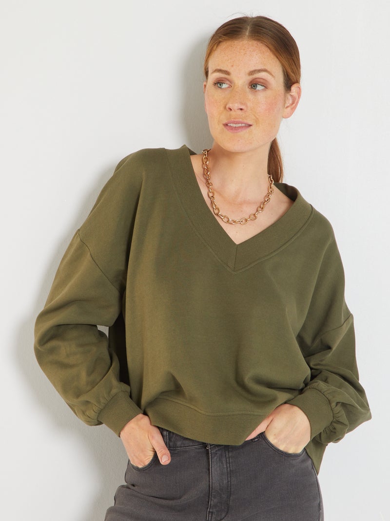 Sweatshirt em moletão CAQUI - Kiabi