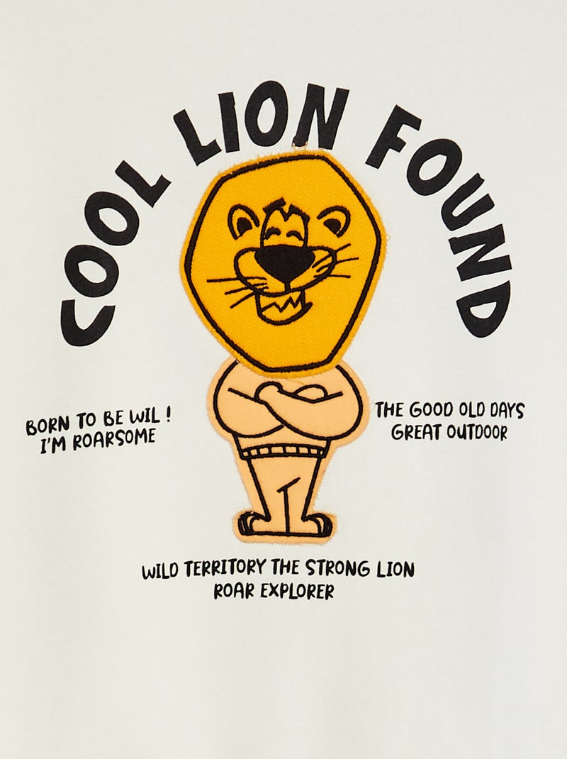 Sweatshirt em moletão cardado com estampado BRANCO - Kiabi