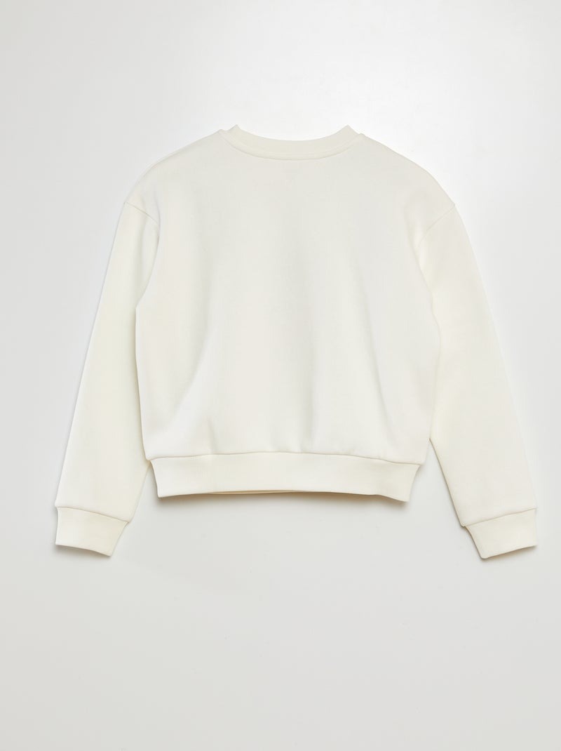 Sweatshirt em moletão cardado com estampado BRANCO - Kiabi