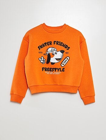 Sweatshirt em moletão cardado com estampado