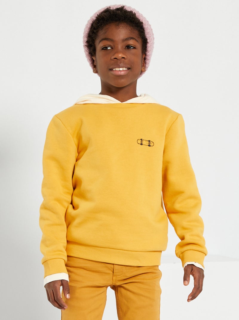 Sweatshirt em moletão cardado #moodoftheday AMARELO - Kiabi