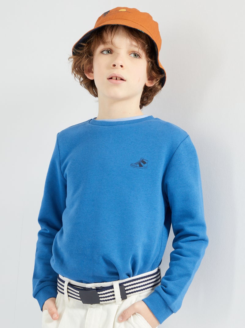 Sweatshirt em moletão cardado #moodoftheday AZUL - Kiabi