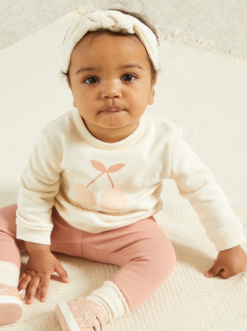 Sweatshirt em moletão 'cereja' BRANCO - Kiabi