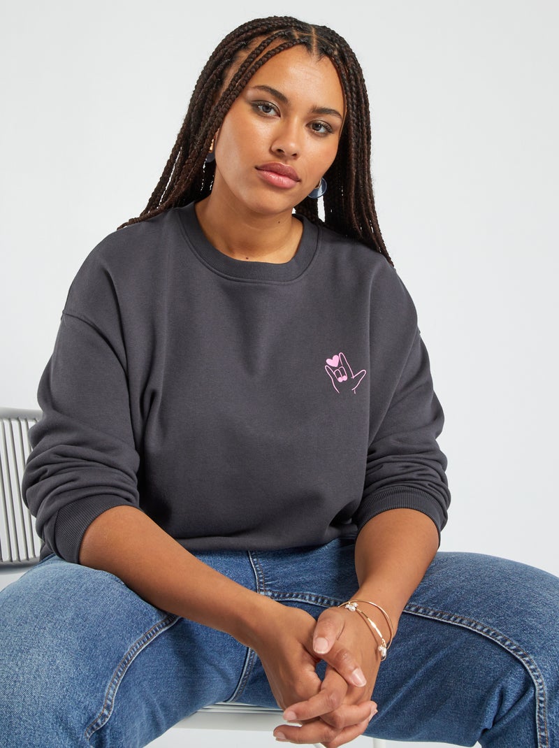 Sweatshirt em moletão CINZA - Kiabi