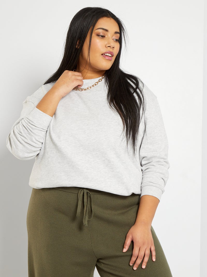 Sweatshirt em moletão CINZA - Kiabi