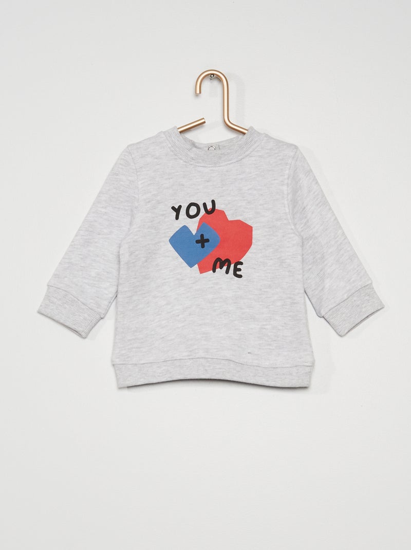 Sweatshirt em moletão CINZA - Kiabi