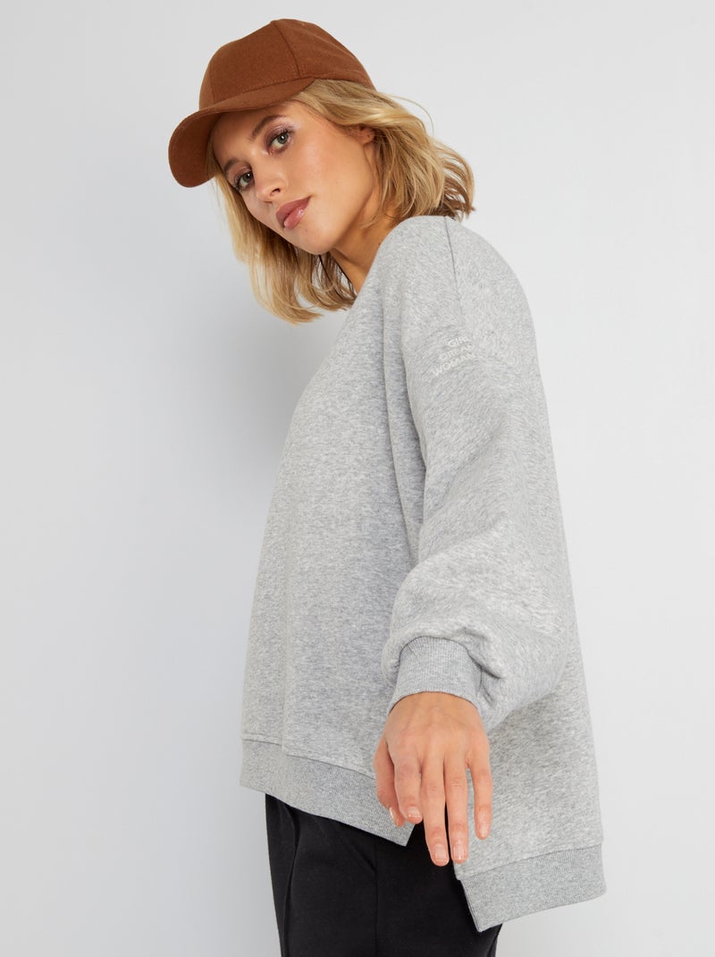 Sweatshirt em moletão CINZA - Kiabi