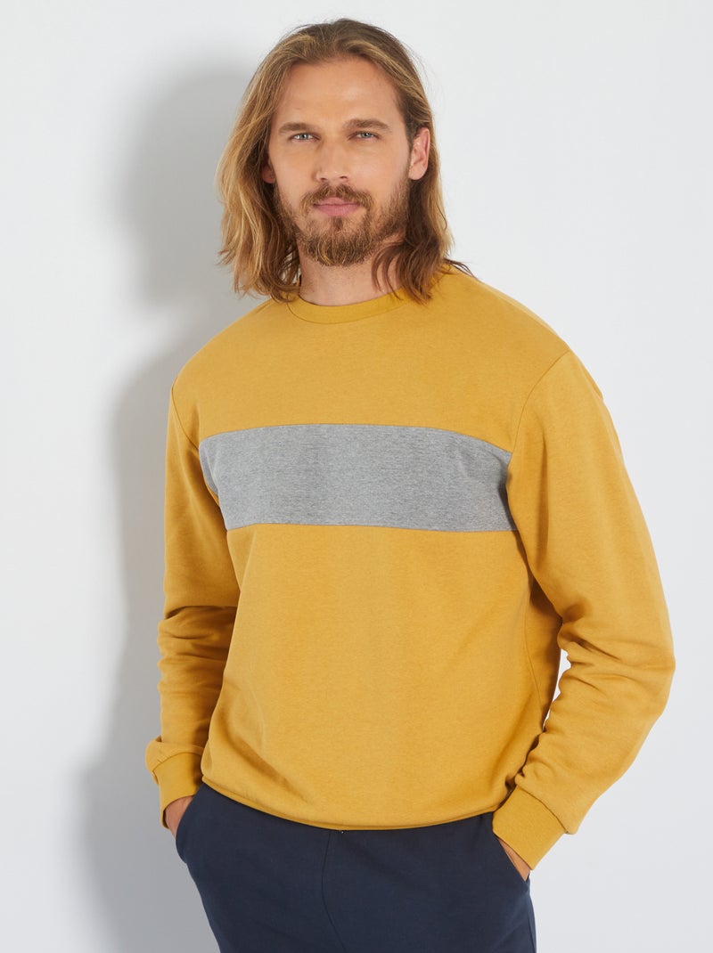 Sweatshirt em moletão color-block AMARELO - Kiabi